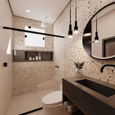 Porte serviette en terrazzo noir - Accessoires salle de bain